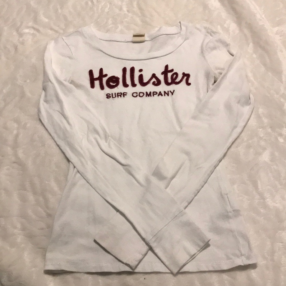 Maroon/White Hollister Tight Fitted Long Sleeve